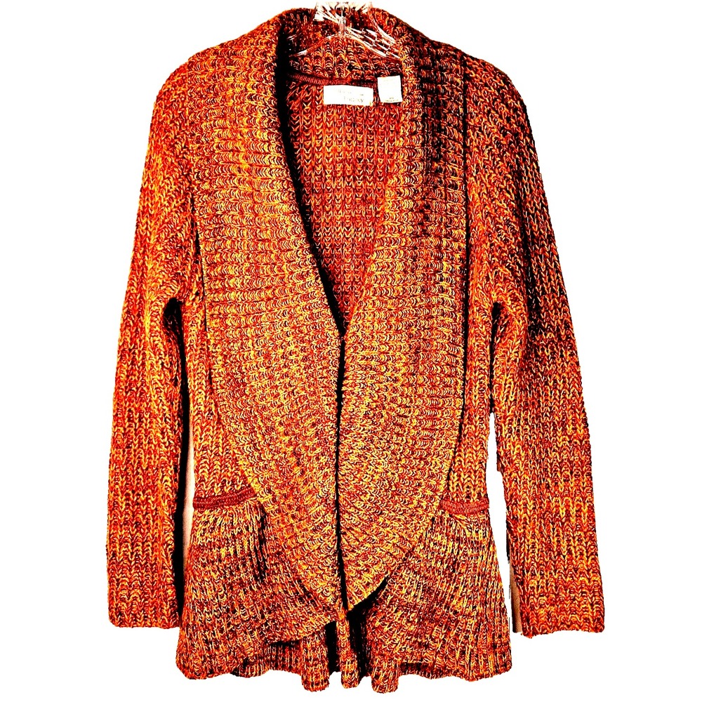 Allison Brittany Womens Cardigan Sweater XL Orange Peplum Long Sleeve Whimsigoth